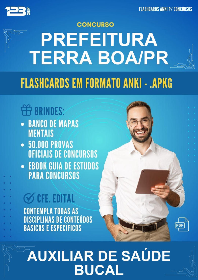 Flashcards Anki para o Concurso Prefeitura Terra Boa/PR para Auxiliar de Saúde Bucal - 600 Flashcards