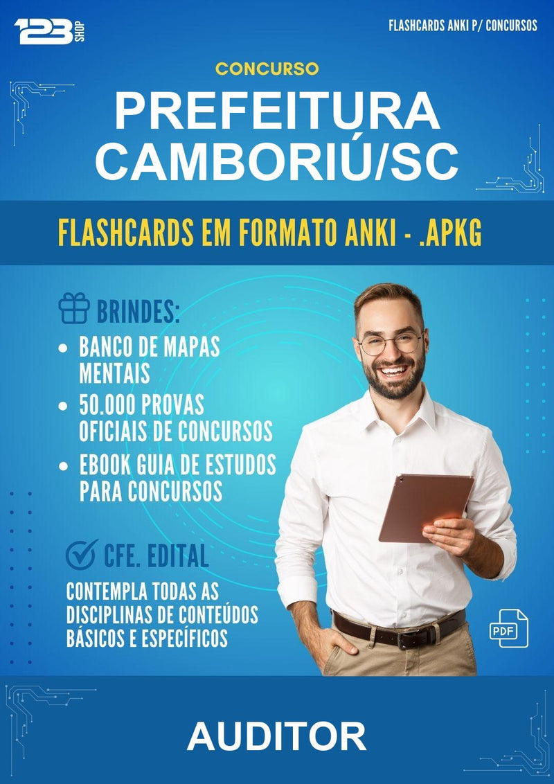 Flashcards Anki para o Concurso Prefeitura Camboriú/SC para Auditor - 600 Flashcards
