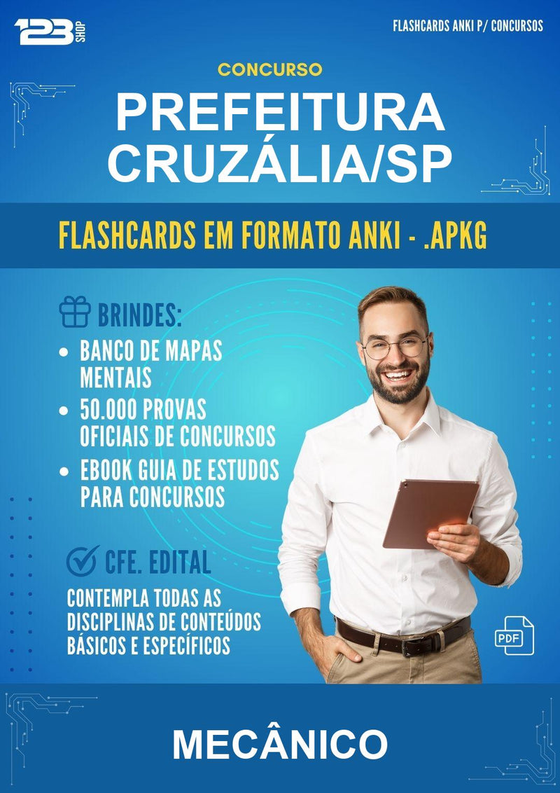 Flashcards Anki para o Concurso Prefeitura Cruzália/SP para Mecânico - 600 Flashcards