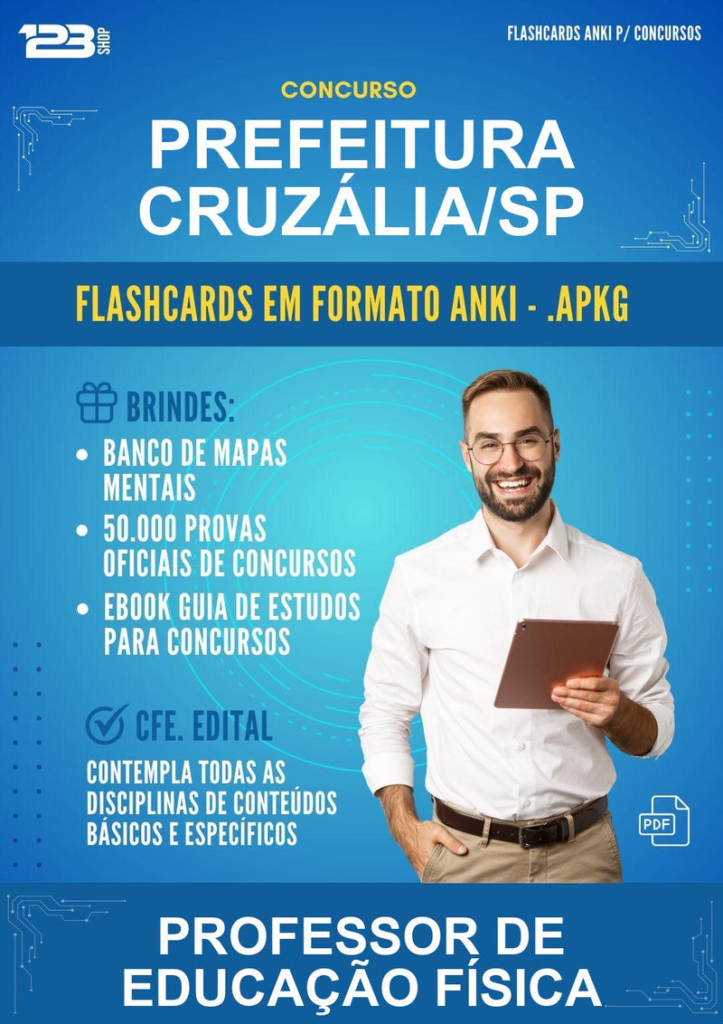 Flashcards Anki para o Concurso Prefeitura Cruzália/SP para Professor de Educação Física - 600 Flashcards