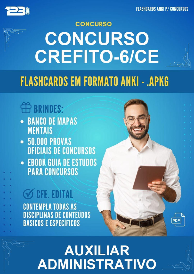 Flashcards Anki para o Concurso Crefito-6/CE para Auxiliar Administrativo - 600 Flashcards