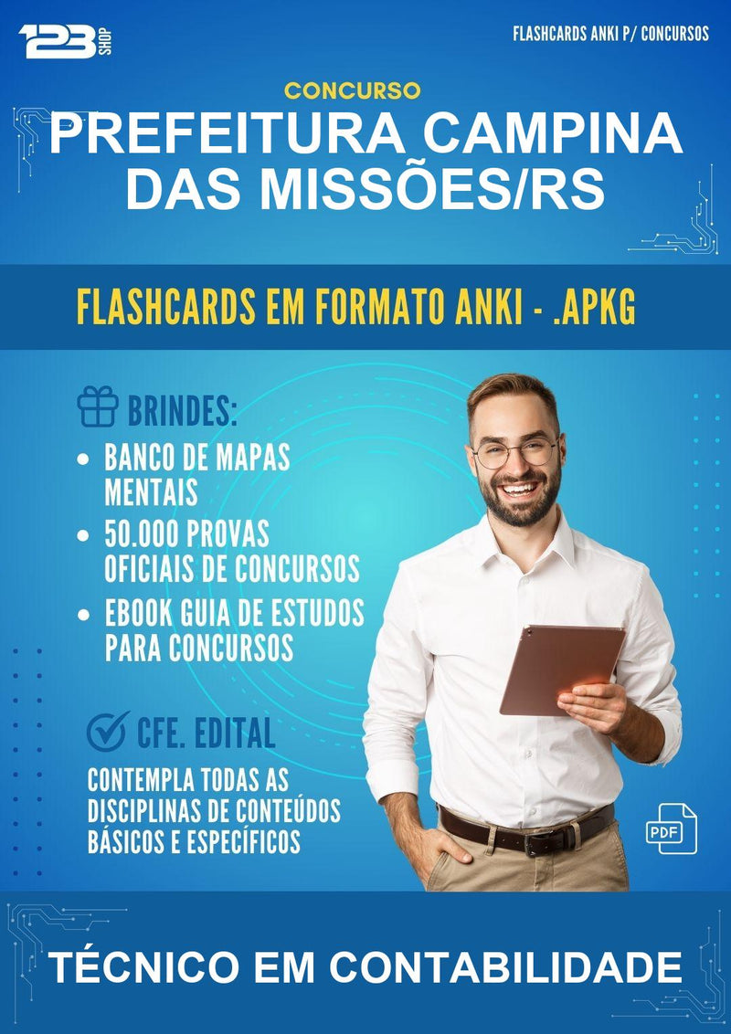 Flashcards Anki para o Concurso Prefeitura Campina das Missões/RS para Técnico Em Contabilidade - 600 Flashcards