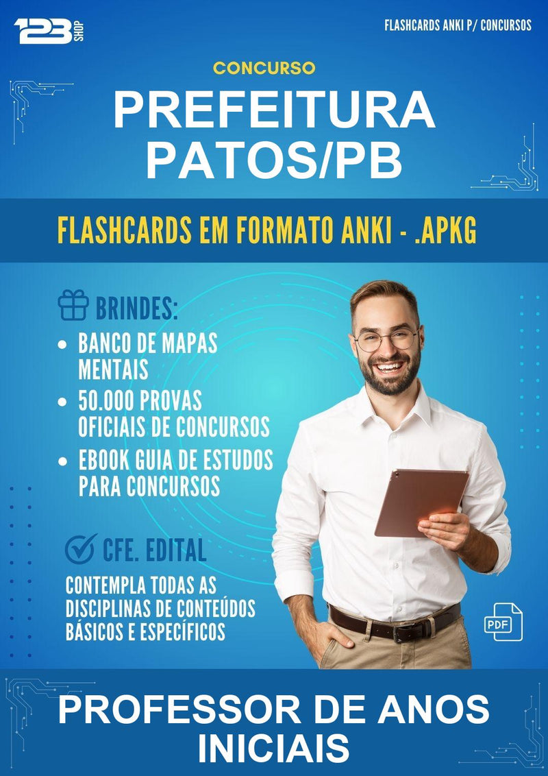 Flashcards Anki para o Concurso Prefeitura Patos/PB para Professor de Anos Iniciais - 600 Flashcards