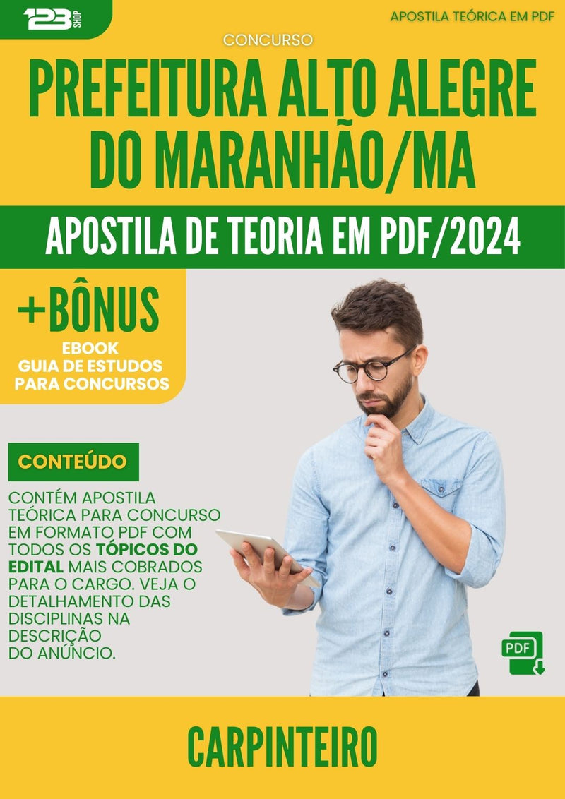 Apostila Teórica para Concurso Carpinteiro Prefeitura Alto Alegre Maranhão MA 2024