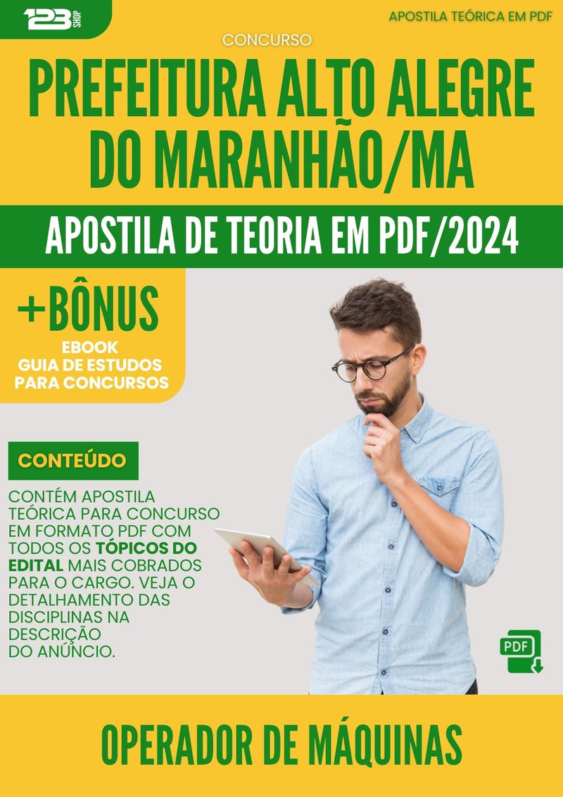 Apostila Teórica para Concurso Operador de Máquinas Prefeitura Alto Alegre Maranhão MA 2024