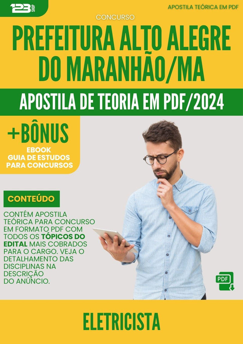 Apostila Teórica para Concurso Eletricista Prefeitura Alto Alegre Maranhão MA 2024