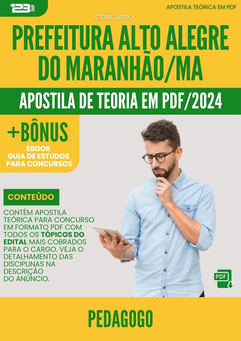 Apostila Teórica para Concurso Pedagogo Prefeitura Alto Alegre Maranhão MA 2024