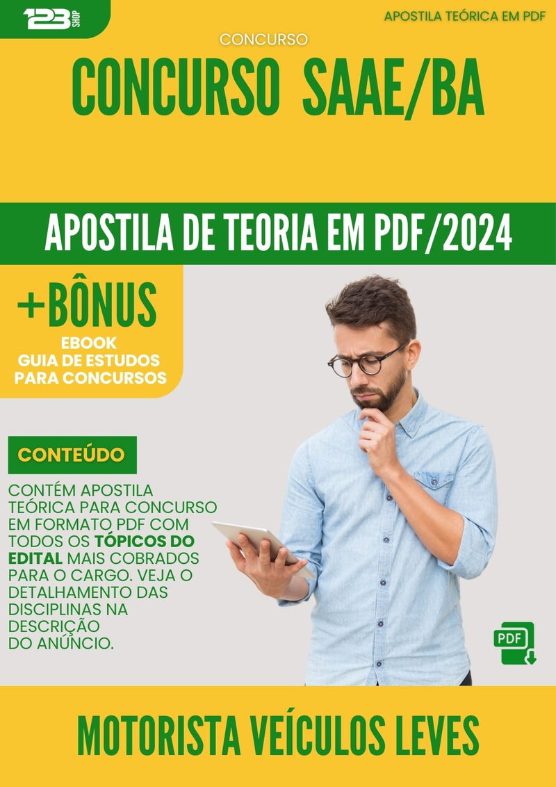 Apostila Teórica para Concurso SAAE BA 2024 Motorista Veículos Leves
