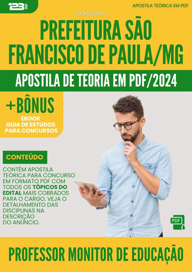 Apostila Teórica para Concurso Prefeitura São Francisco de Paula MG 2024 Professor Monitor De Educação