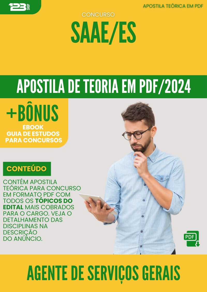 Apostila Teórica para Concurso SAAE ES 2024 Agente De Serviços Gerais