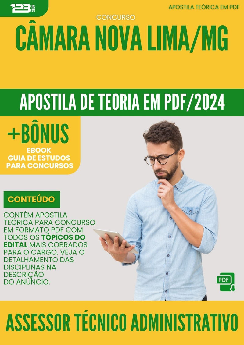 Apostila Teórica para Concurso Assessor Tec Administrativo Câmara Nova Lima MG 2024