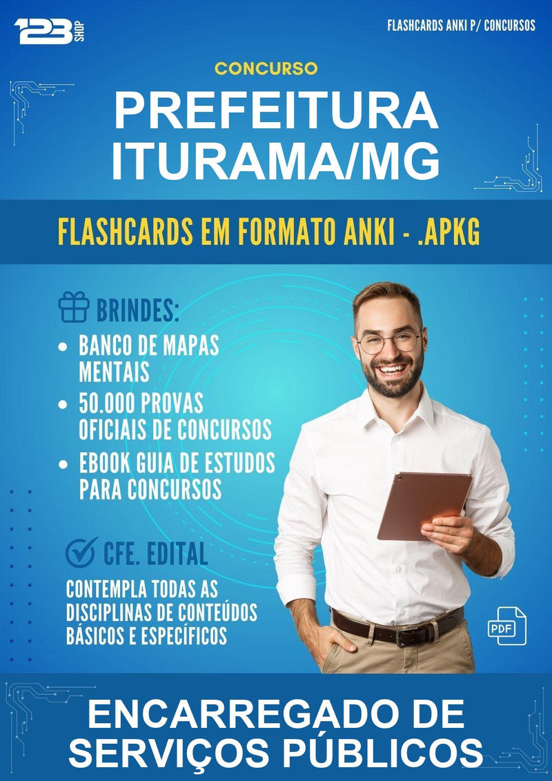 Flashcards Anki para o Concurso Prefeitura Iturama/MG para Encarregado de Serviços Públicos - 400 Flashcards