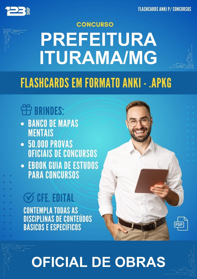 Flashcards Anki para o Concurso Prefeitura Iturama/MG para Oficial de Obras - 400 Flashcards