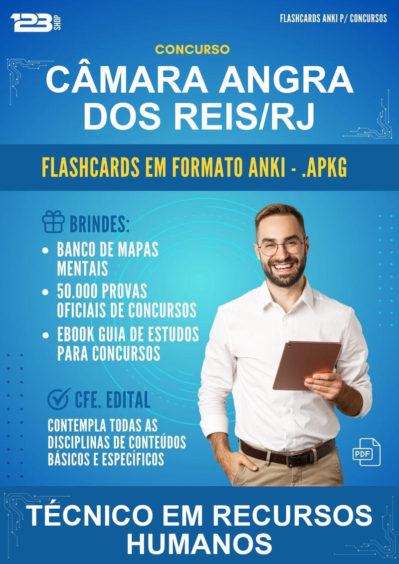 Flashcards Anki para o Concurso Câmara Angra dos Reis/RJ para Técnico Em Recursos Humanos - 400 Flashcards