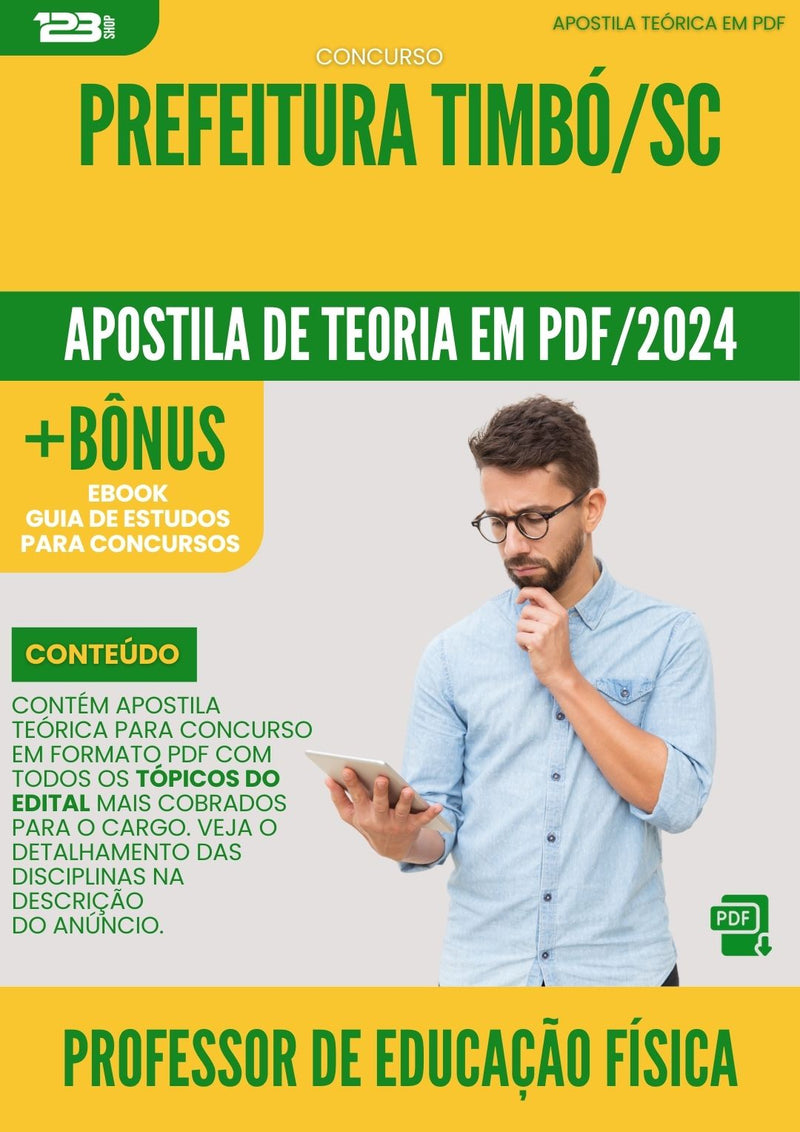 Apostila Teórica para Concurso Prefeitura Timbó SC 2024 Professor Educação Física