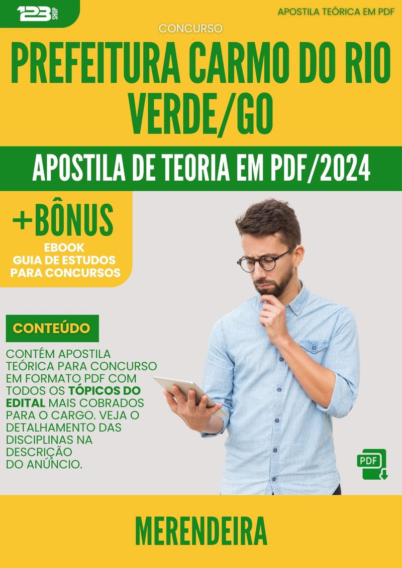 Apostila Teórica para Concurso Merendeira Prefeitura Carmo do Rio Verde GO 2024