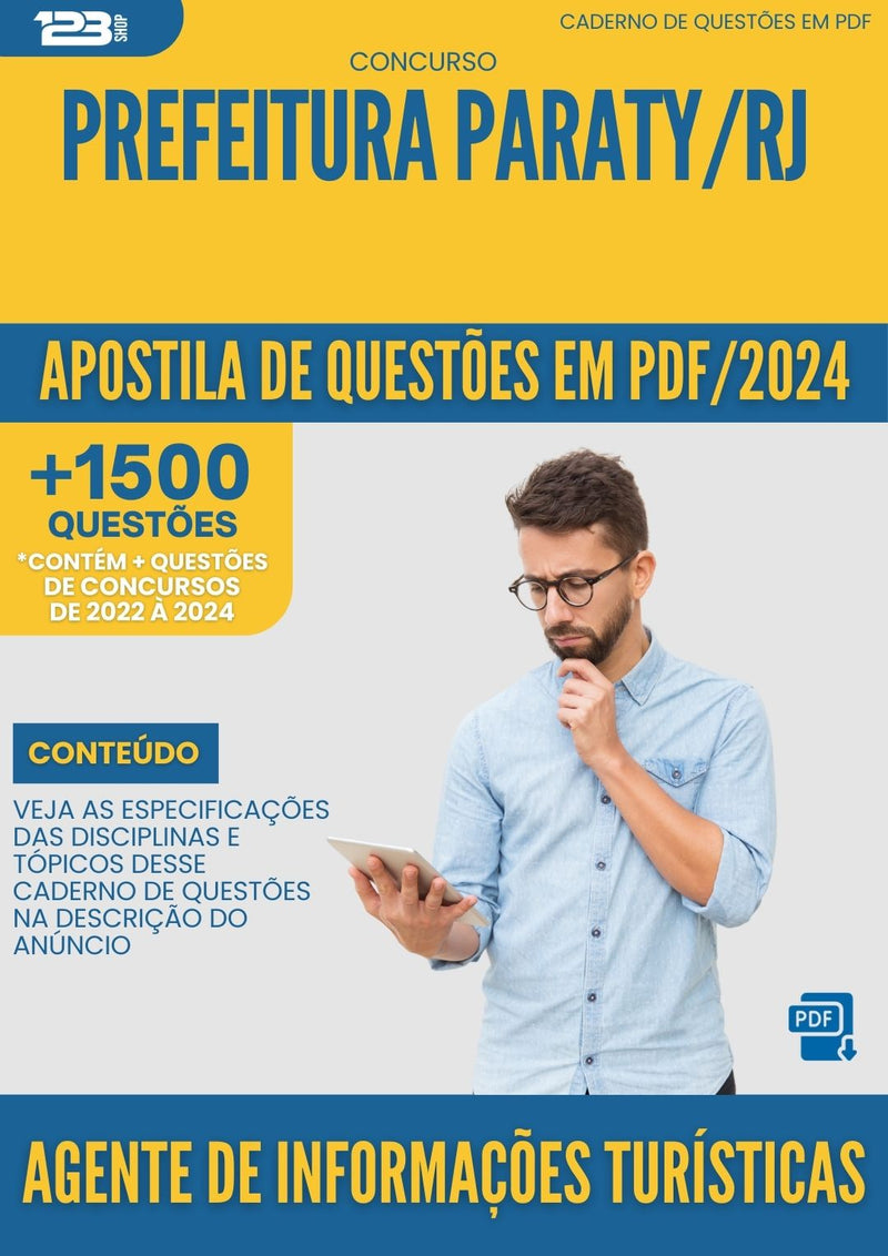 Apostila de Questões para Concurso Agente de Informações Turísticas Prefeitura Paraty RJ 2024 - Mais de 1.500 Questões
