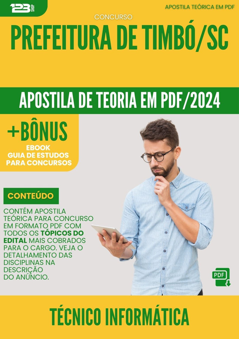 Apostila Teórica para Concurso Prefeitura Timbó SC 2024 Técnico Informática