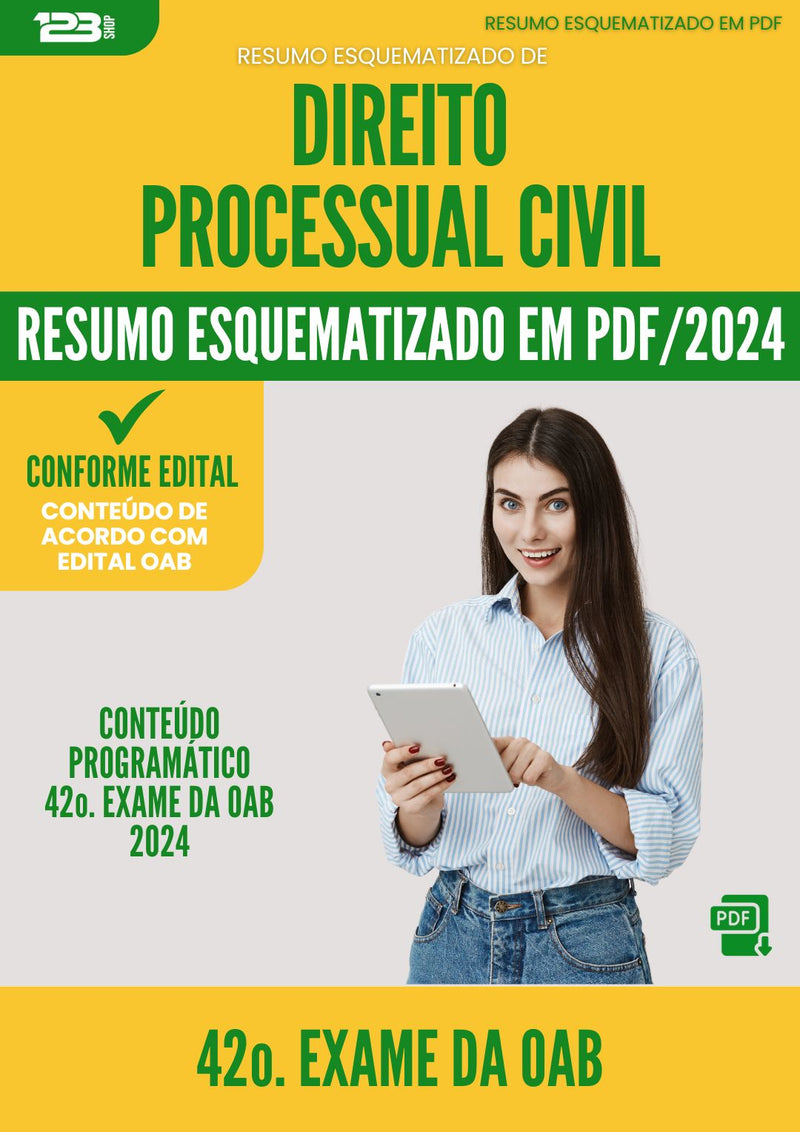 Resumo Esquematizado de Direito Processual Civil para 42o. Exame da OAB - De Acordo com Edital OAB 2024