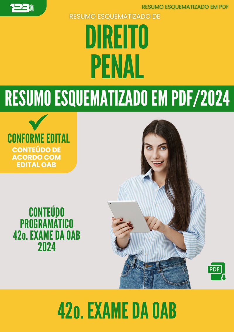 Resumo Esquematizado de Direito Penal para 42o. Exame da OAB - De Acordo com Edital OAB 2024