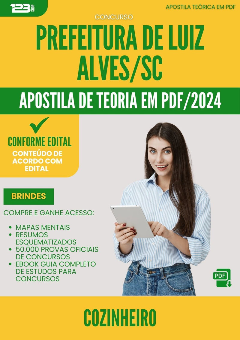 Apostila Teórica para Concurso Cozinheiro da Prefeitura Luiz Alves Sc 2024 - Conteúdo de Acordo com Edital