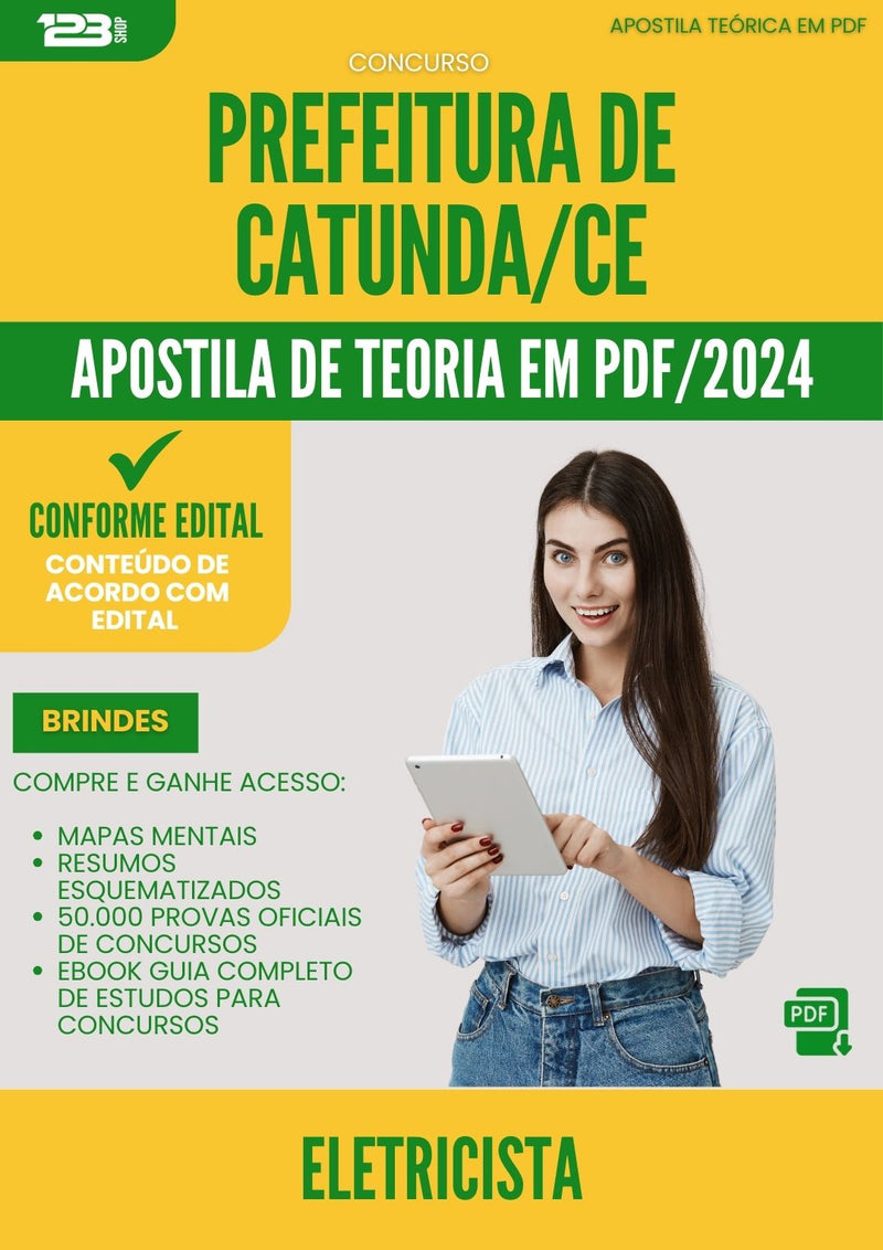 Apostila Teórica para Concurso Eletricista da Prefeitura Catunda Ce 2024 - Conteúdo de Acordo com Edital