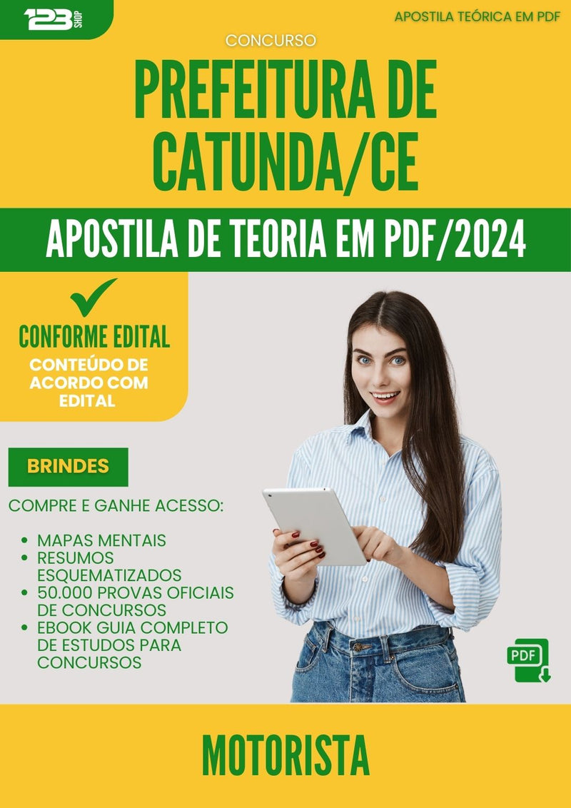 Apostila Teórica para Concurso Motorista da Prefeitura Catunda Ce 2024 - Conteúdo de Acordo com Edital