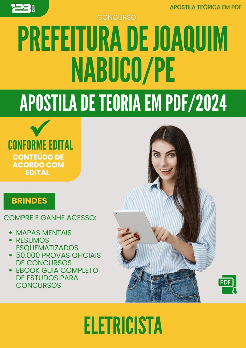 Apostila Teórica para Concurso Eletricista da Prefeitura Joaquim Nabuco Pe 2024 - Conteúdo de Acordo com Edital