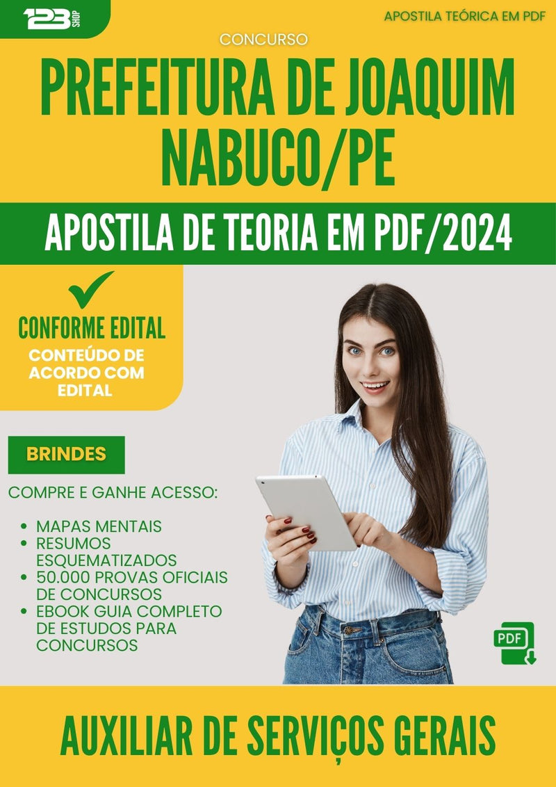 Apostila Teórica para Concurso Auxiliar De Servicos Gerais da Prefeitura Joaquim Nabuco Pe 2024 - Conteúdo de Acordo com Edital
