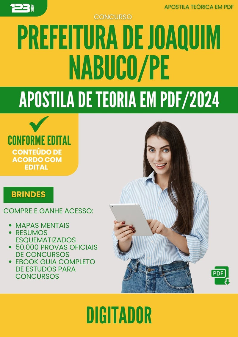 Apostila Teórica para Concurso Digitador da Prefeitura Joaquim Nabuco Pe 2024 - Conteúdo de Acordo com Edital