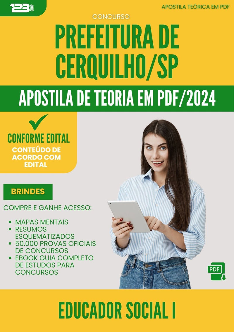 Apostila Teórica para Concurso Educador Social I da Prefeitura Cerquilho Sp 2024 - Conteúdo de Acordo com Edital