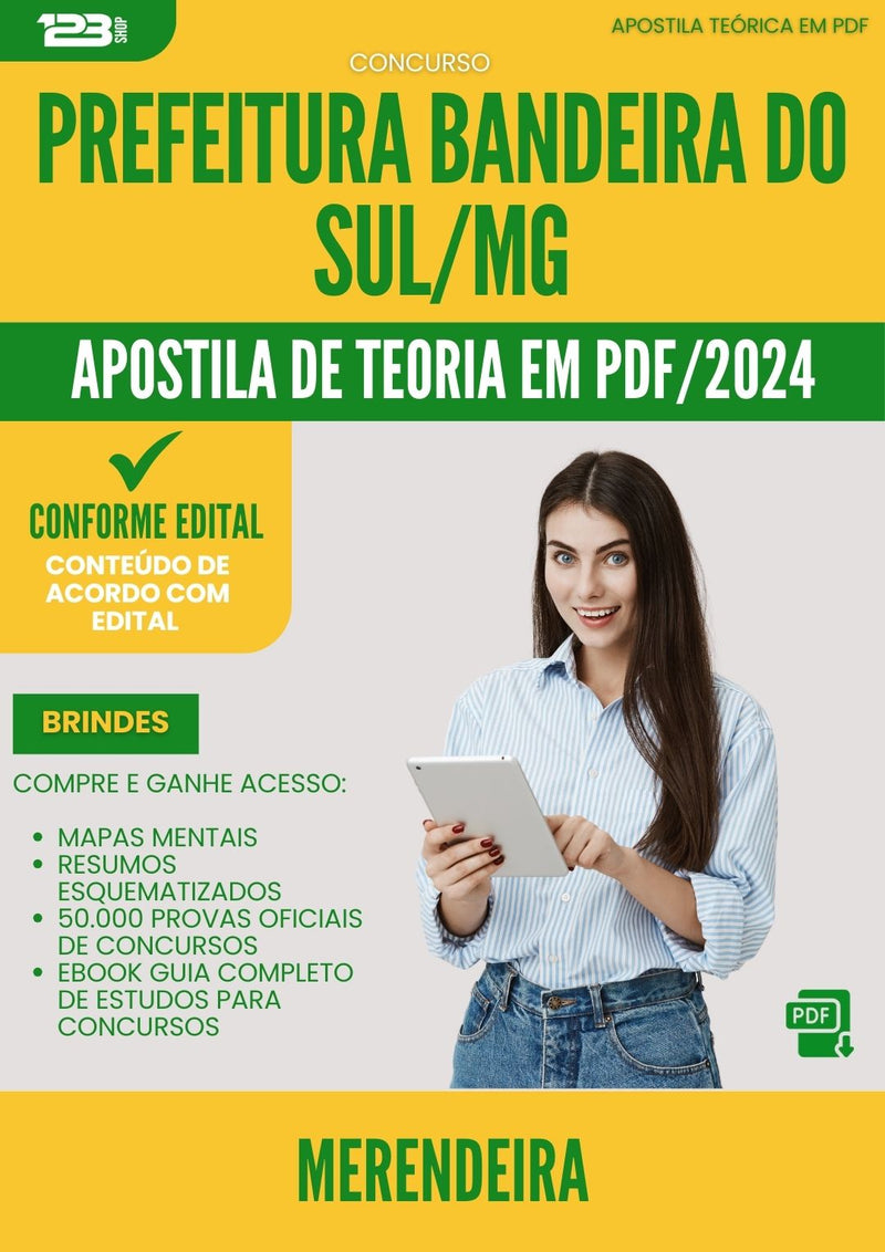Apostila Teórica para Concurso Merendeira da Prefeitura Bandeira Do Sul Mg 2024 - Conteúdo de Acordo com Edital