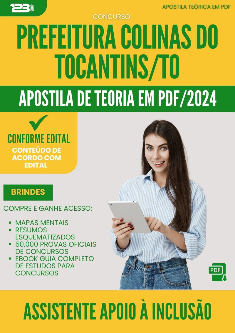 Apostila Teórica para Concurso Assistente Apoio A Inclusao da Prefeitura Colinas Do Tocantins To 2024 - Conteúdo de Acordo com Edital
