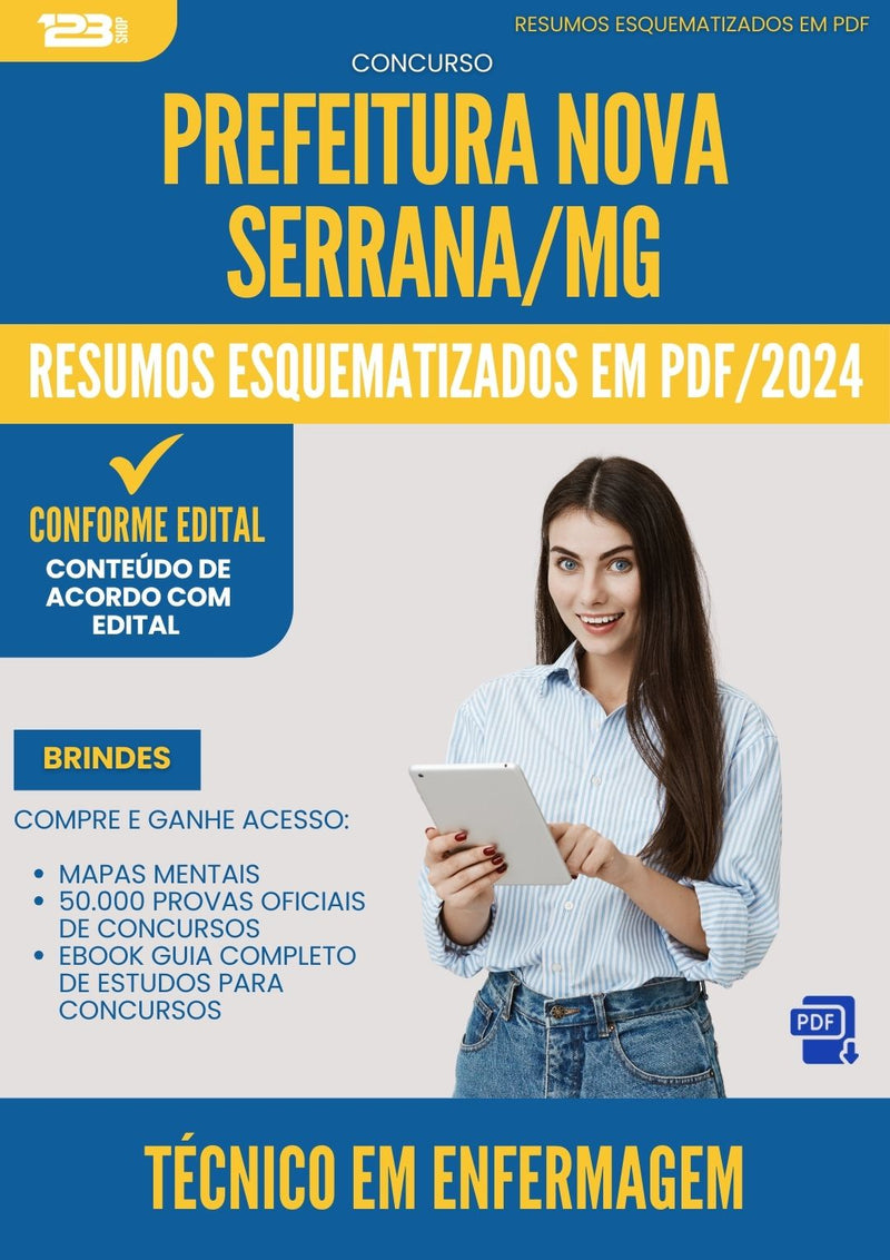 Resumos Esquematizados para Concurso Apostila Tecnico Em Enfermagem da Prefeitura Nova Serrana Mg 2024 - Conteúdo de Acordo com Edital