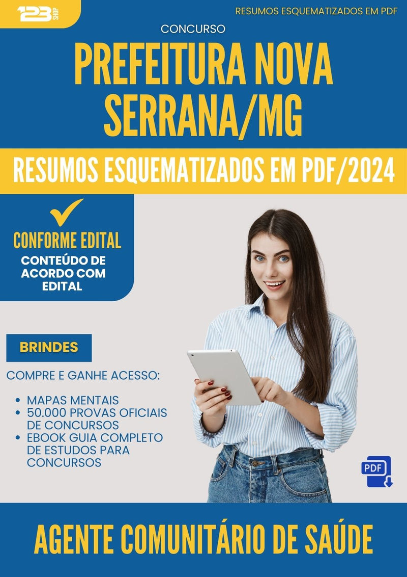 Resumos Esquematizados para Concurso Apostila Agente Comunitario De Saude da Prefeitura Nova Serrana Mg 2024 - Conteúdo de Acordo com Edital