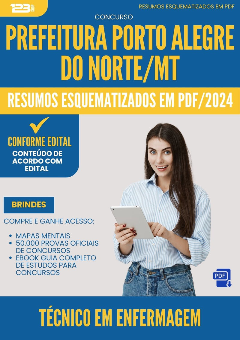 Resumos Esquematizados para Concurso Apostila Tecnico Em Enfermagem Porto da Prefeitura Alegre Do Norte Mt 2024 - Conteúdo de Acordo com Edital