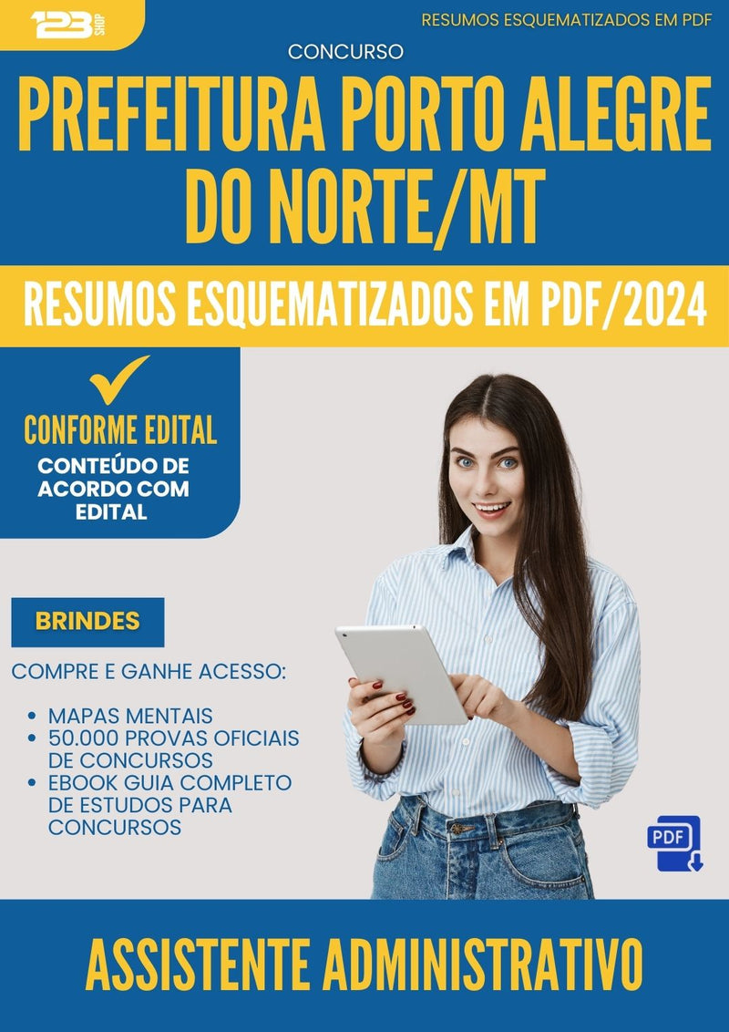 Resumos Esquematizados para Concurso Apostila Assistente Administrativo Porto da Prefeitura Alegre Do Norte Mt 2024 - Conteúdo de Acordo com Edital