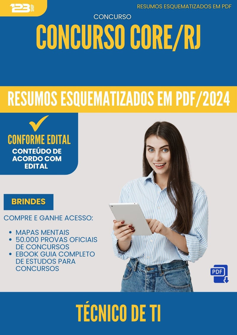 Resumos Esquematizados para Concurso Apostila Tecnico De Ti Core Rj 2024 - Conteúdo de Acordo com Edital