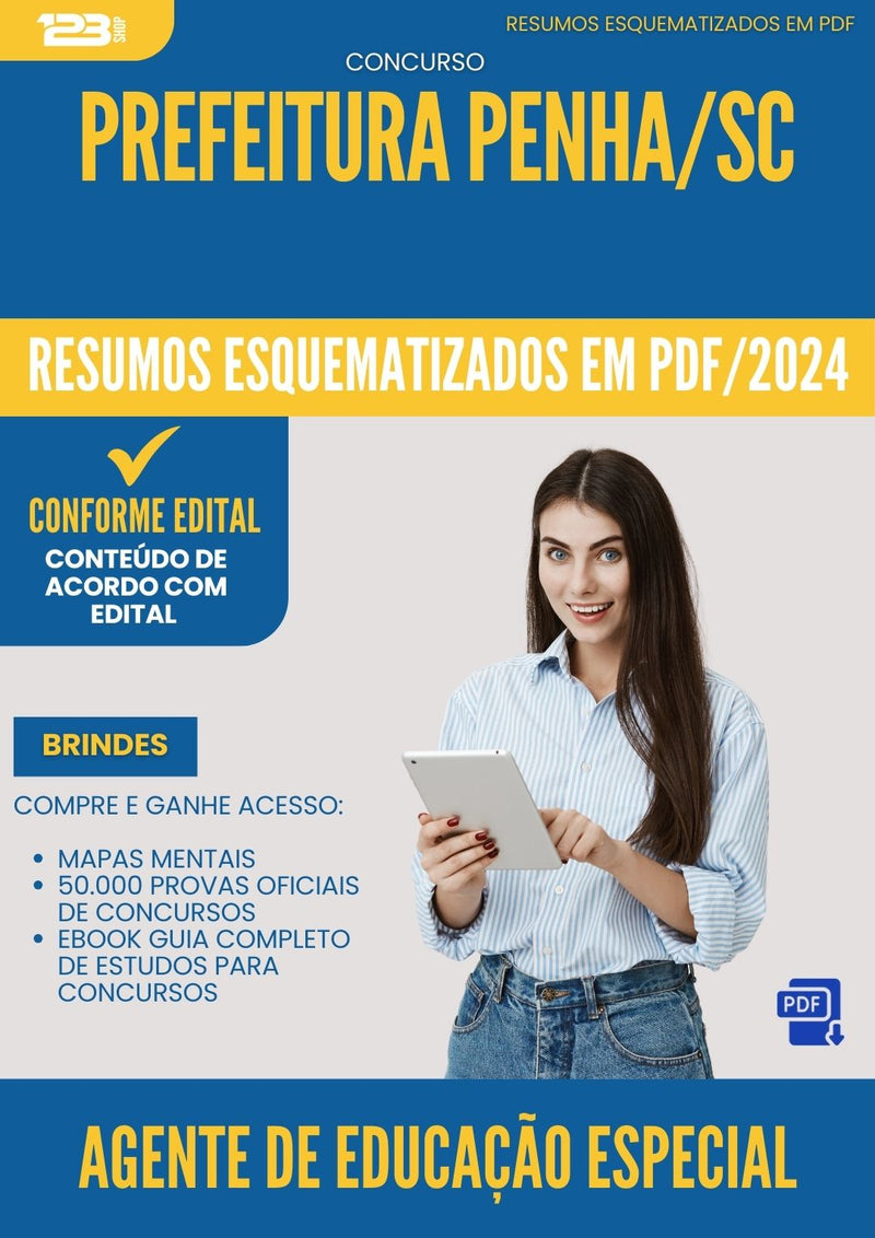 Resumos Esquematizados para Concurso Apostila Agente De Educacao Especial da Prefeitura Penha Sc 2024 - Conteúdo de Acordo com Edital