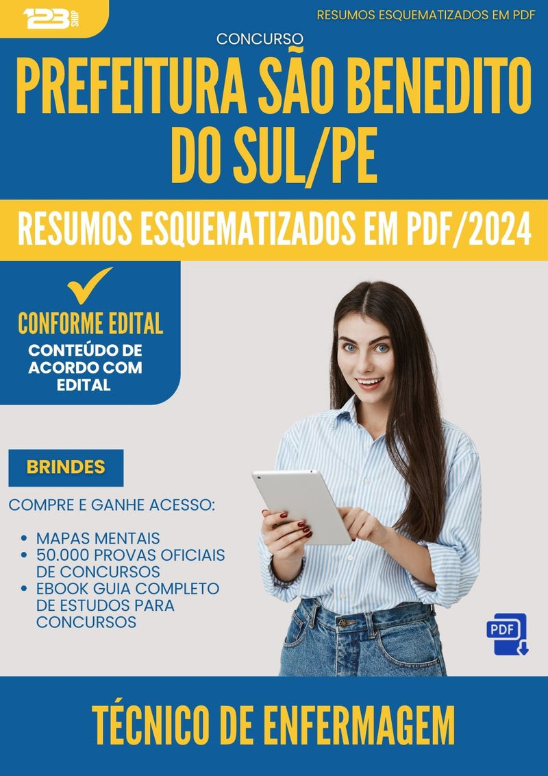 Resumos Esquematizados para Concurso Apostila Tecnico De Enfermagem da Prefeitura Sao Benedito Do Sul Pe 2024 - Conteúdo de Acordo com Edital