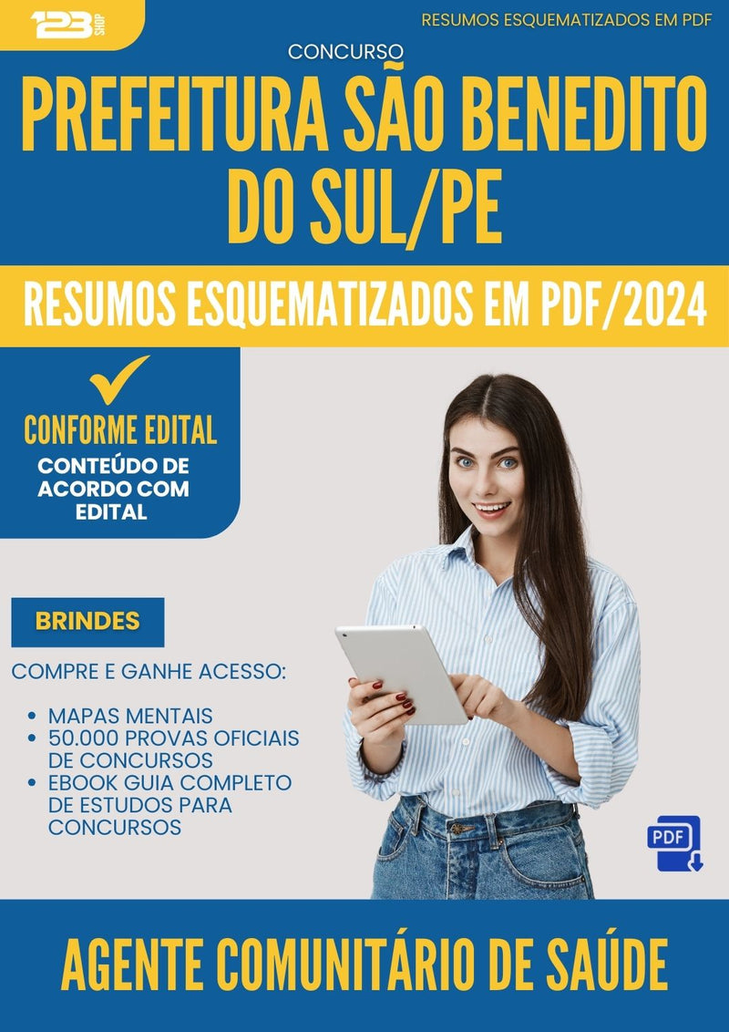 Resumos Esquematizados para Concurso Apostila Agente Comunitario Saude da Prefeitura Sao Benedito Do Sul Pe 2024 - Conteúdo de Acordo com Edital