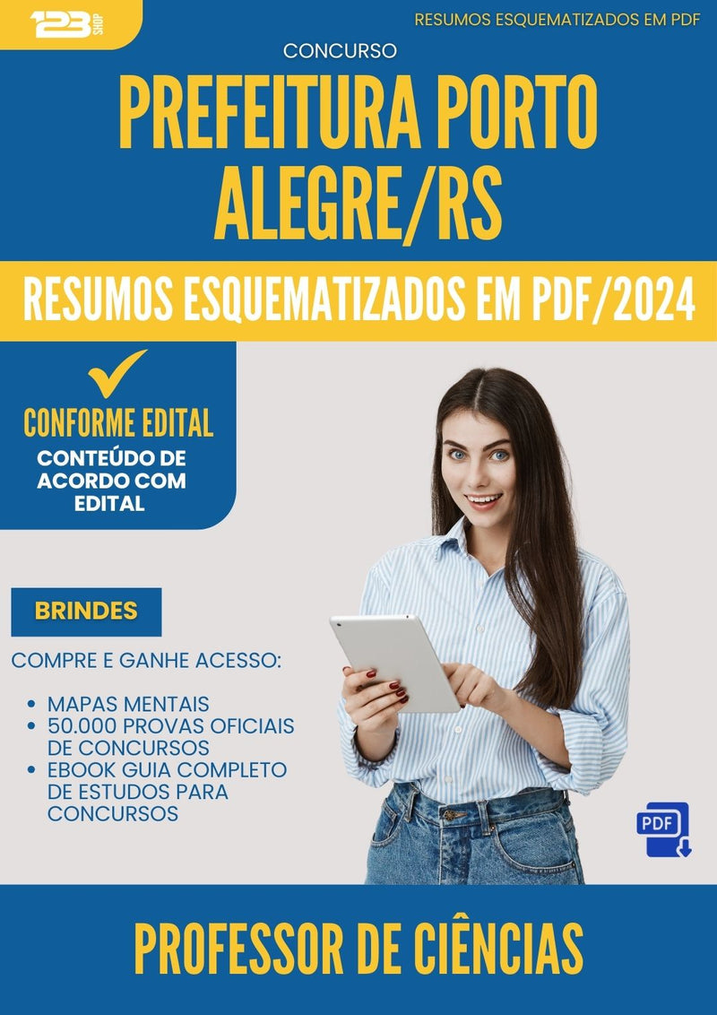 Resumos Esquematizados para Concurso Apostila Professor De Ciencias Porto da Prefeitura Alegre Rs 2024 - Conteúdo de Acordo com Edital