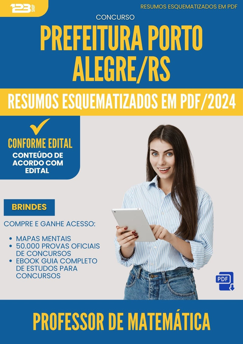 Resumos Esquematizados para Concurso Apostila Professor De Matematica Porto da Prefeitura Alegre Rs 2024 - Conteúdo de Acordo com Edital