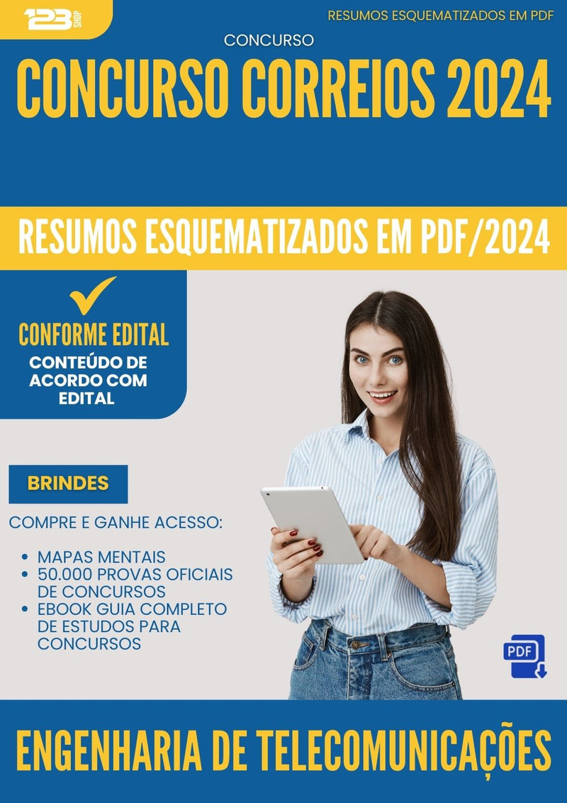 Resumos Esquematizados para Concurso Apostila Engenharia De Telecomunicacoes Correios 2024 - Conteúdo de Acordo com Edital