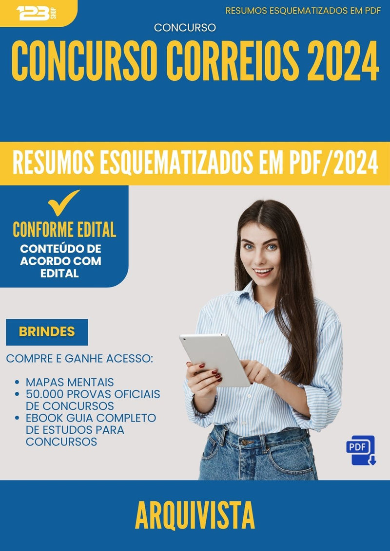 Resumos Esquematizados para Concurso Apostila Arquivista Correios 2024 - Conteúdo de Acordo com Edital