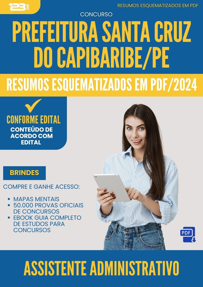 Resumos Esquematizados para Concurso Apostila Assistente Administrativo Santa da Prefeitura Cruz Do Capibaribe 2024 - Conteúdo de Acordo com Edital