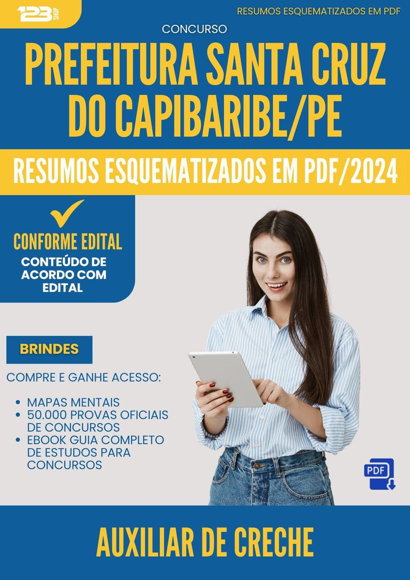 Resumos Esquematizados para Concurso Apostila Auxiliar De Creche Santa da Prefeitura Cruz Do Capibaribe Pe 2024 - Conteúdo de Acordo com Edital