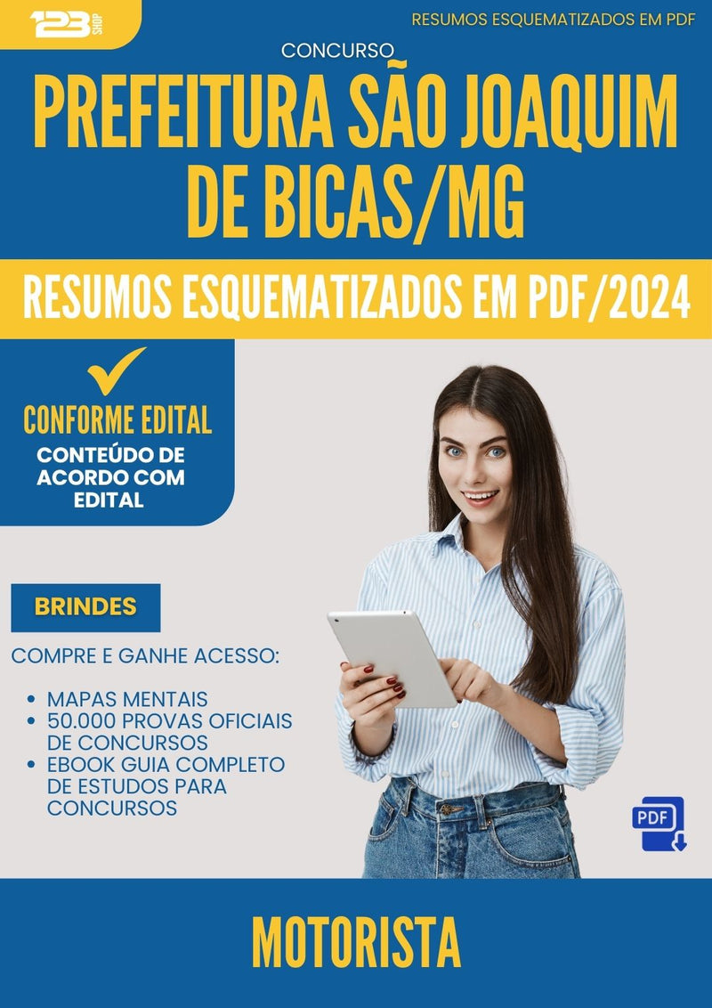 Resumos Esquematizados para Concurso Apostila Motorista Sao Joaquim De da Prefeitura Bicas Mg 2024 - Conteúdo de Acordo com Edital