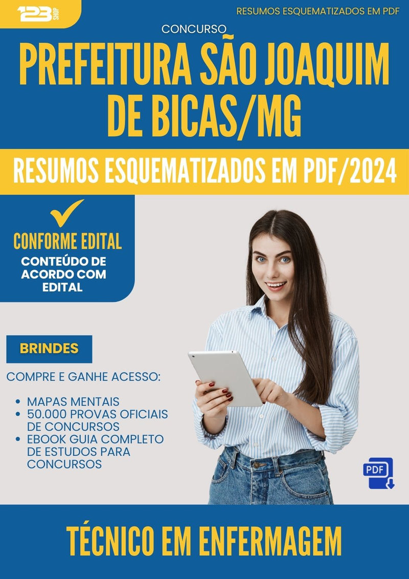 Resumos Esquematizados para Concurso Apostila Tecnico Em Enfermagem Sao Joaquim De da Prefeitura Bicas Mg 2024 - Conteúdo de Acordo com Edital