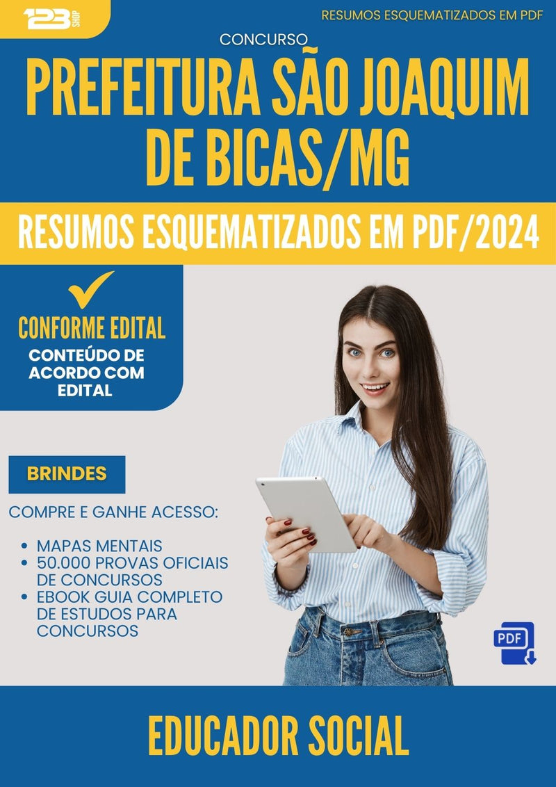 Resumos Esquematizados para Concurso Apostila Educador Social Sao Joaquim De da Prefeitura Bicas Mg 2024 - Conteúdo de Acordo com Edital